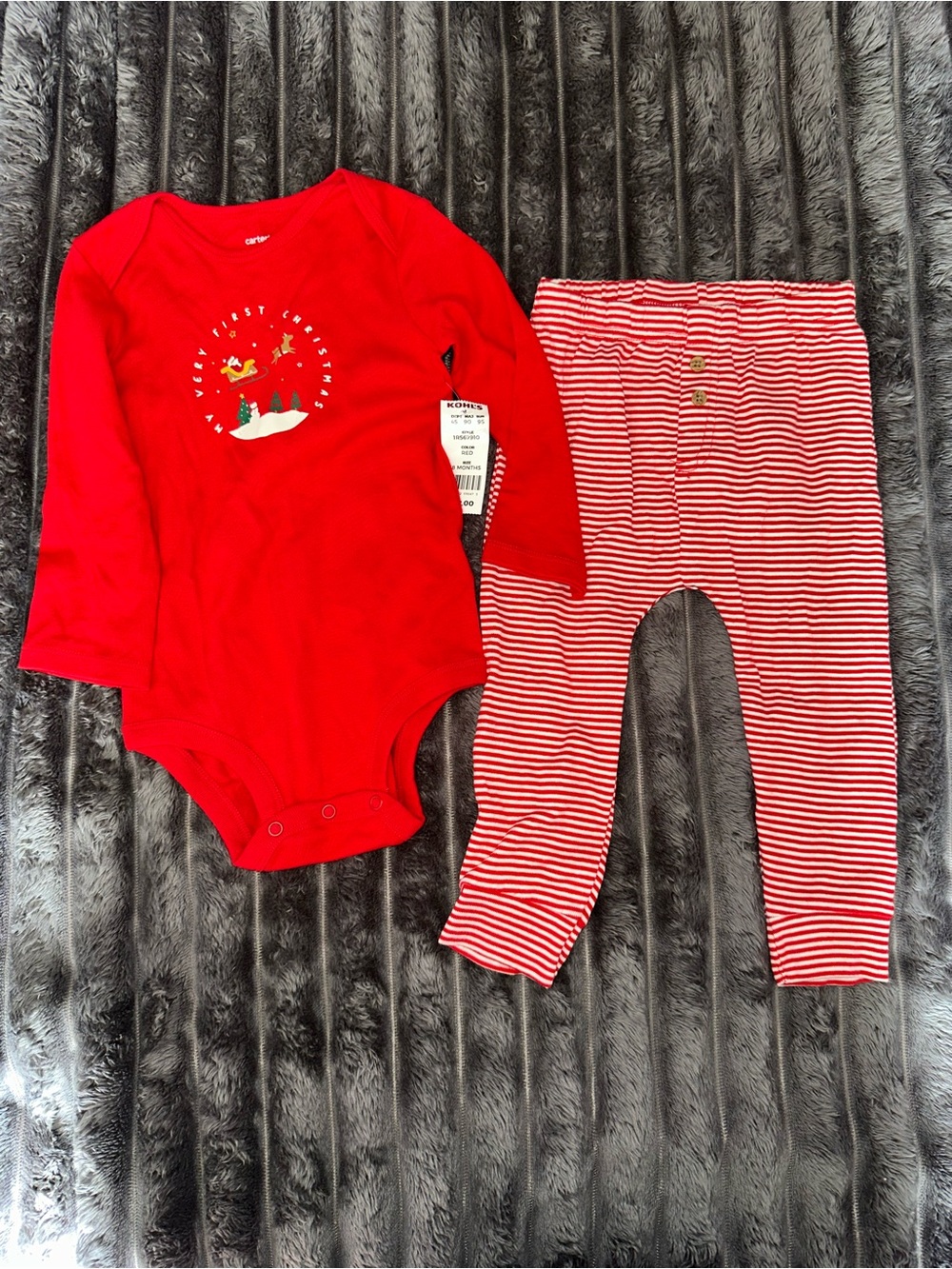 Carters baby first Christmas Bodysuit & Striped Pants Set